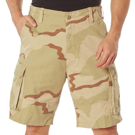 Tri-Color Desert Camouflage - Tactical Vintage Paratrooper BDU Cargo Shorts - Poly Cotton - Zipper Fly