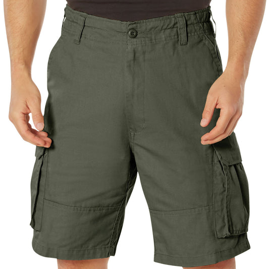 Olive Drab - Tactical Vintage Paratrooper BDU Cargo Shorts - Poly Cotton - Zipper Fly