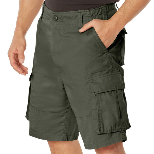 Olive Drab - Tactical Vintage Paratrooper BDU Cargo Shorts - Poly Cotton - Zipper Fly
