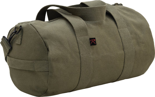 Olive Drab - Heavyweight Duffle Bag Cotton Canvas Sports Gym Shoulder & Carry Bag - 15"