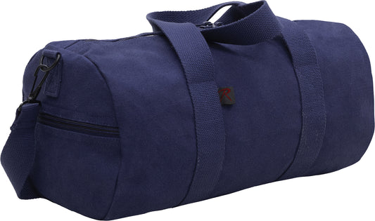 Navy Blue - Heavyweight Duffle Bag Cotton Canvas Sports Gym Shoulder & Carry Bag - 15"