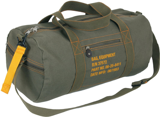Olive Drab - Cotton Canvas Equipment Flight Carry Duffel Bag - 19" x 19" x 9"