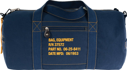 Navy Blue - Cotton Canvas Equipment Flight Carry Duffel Bag - 19" x 19" x 9"