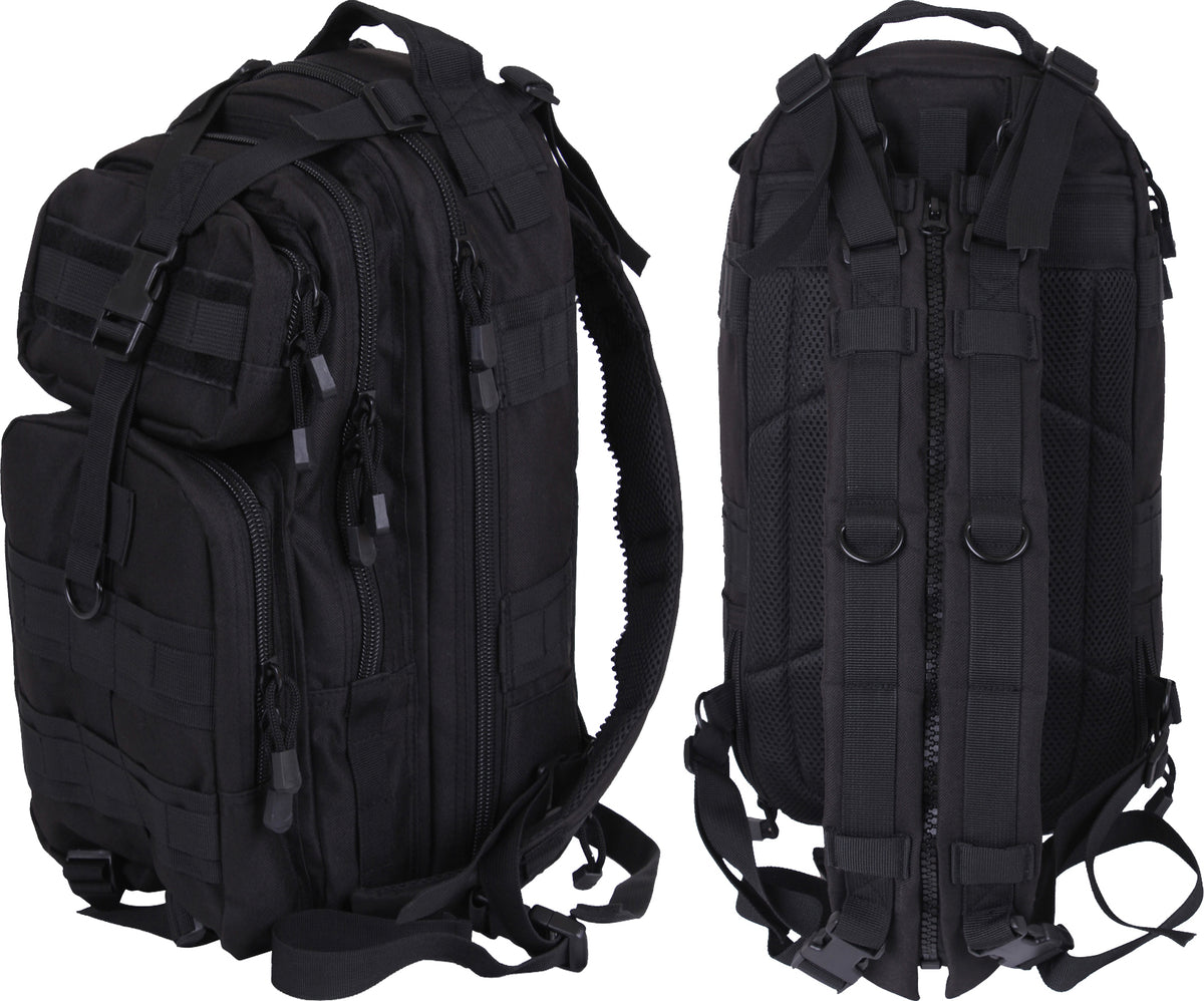 Black Tactical Cross Body Medium Transport Sling Pack - Convertible MOLLE Backpack (17" x 10" x 9")
