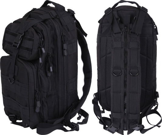 Black Tactical Cross Body Medium Transport Sling Pack - Convertible MOLLE Backpack (17" x 10" x 9")