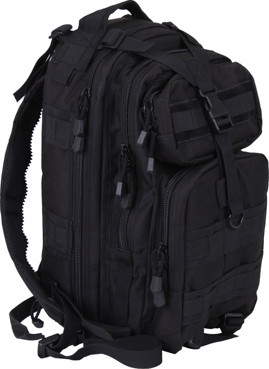 Black Tactical Cross Body Medium Transport Sling Pack - Convertible MOLLE Backpack (17" x 10" x 9")