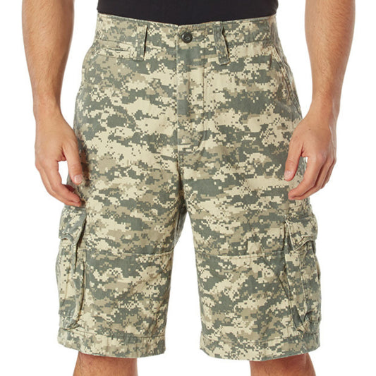 ACU Digital Camouflage -  Vintage Infantry Utility Army BDU Cargo Shorts - Heavyweight Cotton - Zipper Fly