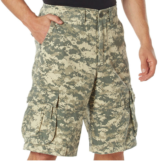 ACU Digital Camouflage -  Vintage Infantry Utility Army BDU Cargo Shorts - Heavyweight Cotton - Zipper Fly