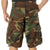 Woodland Camouflage - Vintage Infantry Utility Army BDU Cargo Shorts - Heavyweight Cotton - Zipper Fly
