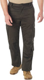 Brown - Tactical Paratrooper Pants BDU Cargo Fatigues - Heavyweight Poly/Cotton - Zipper Fly - Relaxed Fit
