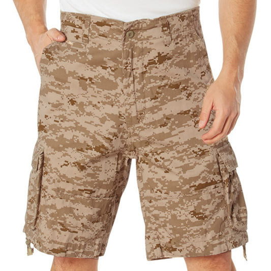 Desert Digital Camouflage - Vintage Infantry Utility Army BDU Cargo Shorts - Heavyweight Cotton - Zipper Fly