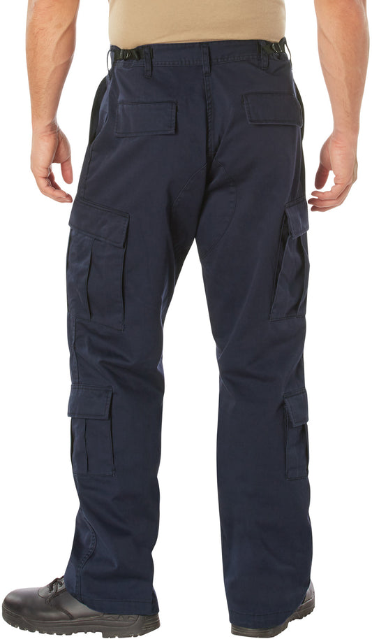 Navy Blue - Tactical Paratrooper Pants BDU Cargo Fatigues - Heavyweight Poly/Cotton - Zipper Fly - Relaxed Fit
