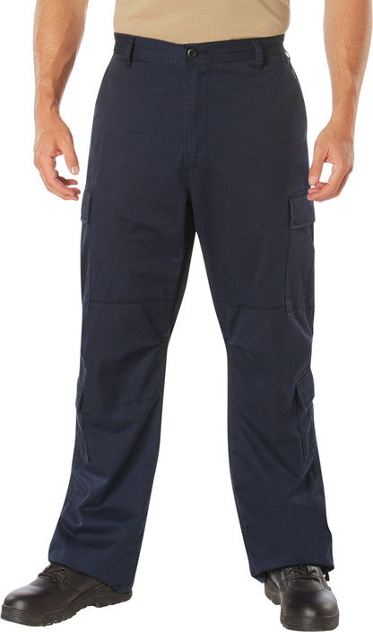 Navy Blue - Tactical Paratrooper Pants BDU Cargo Fatigues - Heavyweight Poly/Cotton - Zipper Fly - Relaxed Fit