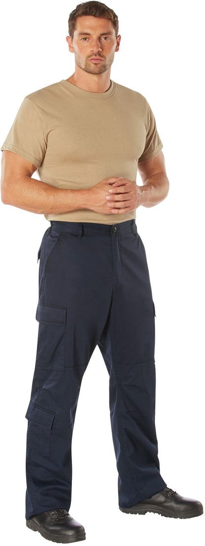 Navy Blue - Tactical Paratrooper Pants BDU Cargo Fatigues - Heavyweight Poly/Cotton - Zipper Fly - Relaxed Fit