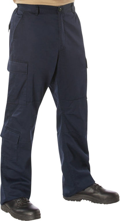 Navy Blue - Tactical Paratrooper Pants BDU Cargo Fatigues - Heavyweight Poly/Cotton - Zipper Fly - Relaxed Fit