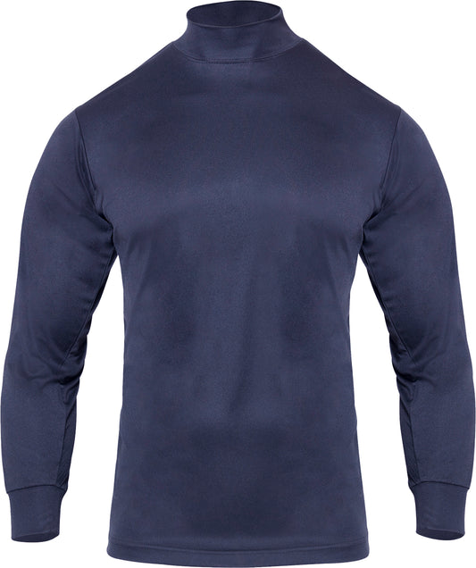 Midnight Navy Blue - Moisture Wicking Mock Turtleneck