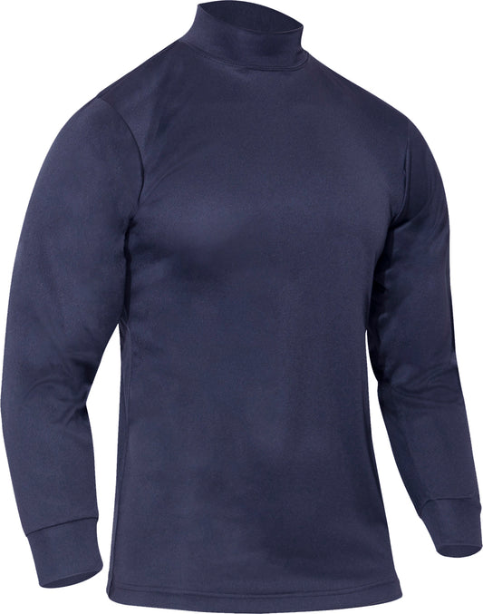Midnight Navy Blue - Moisture Wicking Mock Turtleneck