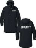 SECURITY Waterproof Insulated Sideline Parka Jacket Long Rain Coat with Hood (Double Sided Print)