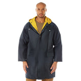 Navy Blue To Yellow - Reversible Mid Length Rain Parka