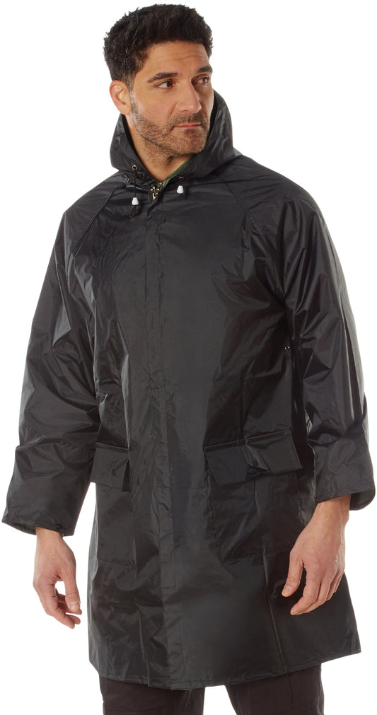 Black To Olive Drab - Reversible Mid Length Rain Parka