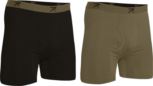 Mens Performance Boxer Shorts Moisture Wicking Tactical Style Lightweight Underwear - Set of 2