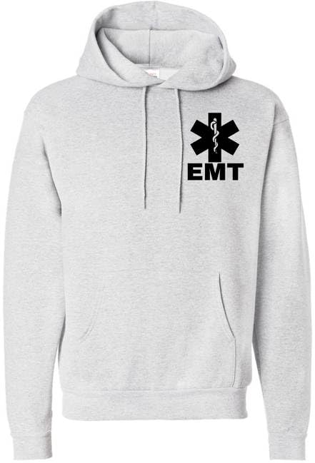 EMT Hoodie Emergency Medical Technician First Responder AMBU Double Sided Hooded Sweatshirt