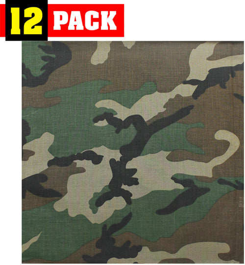 12 Pack Camo Military Bandanas, Army Camouflage Headwraps, Military Head Scarves Do-rags 100% Cotton Bandanna Covers