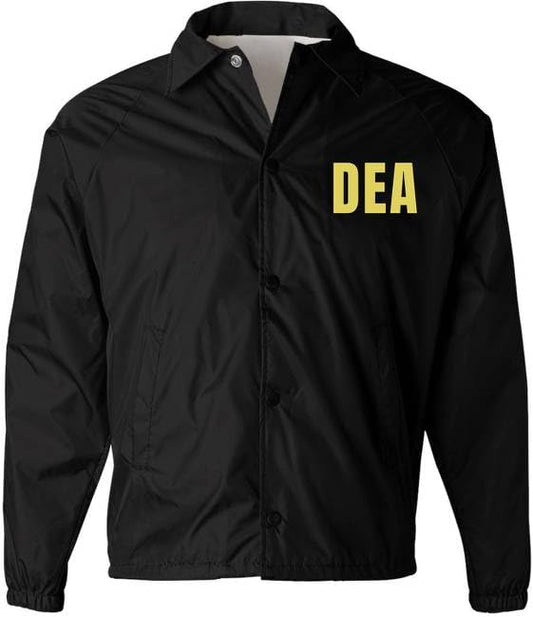 DEA Lightweight Coaches Jacket Drug Enforcement Windbreaker Waterproof Administration Coat - Costume
