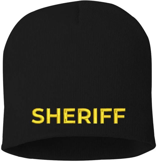 Sheriff Embroidered Skull Cap | 100% Acrylic Knit Police Winter Warm Beanie Hat