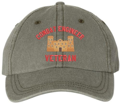 Combat Engineer Veteran Embroidered Baseball Cap | US Army Castle Insignia Military Hat for Men & Women