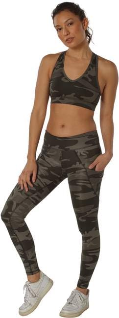 Womens Camo Performance Bra & Leggings Set | Spandex/Cotton Camo Stretchable Workout Set