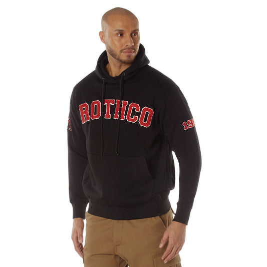Black - Rothco 1953 Embroidered Every Day Hoodie Pullover Hooded Sweatshirt with Graphics and Logo Sleeve