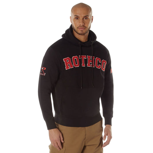 Black - Rothco 1953 Embroidered Every Day Hoodie Pullover Hooded Sweatshirt with Graphics and Logo Sleeve