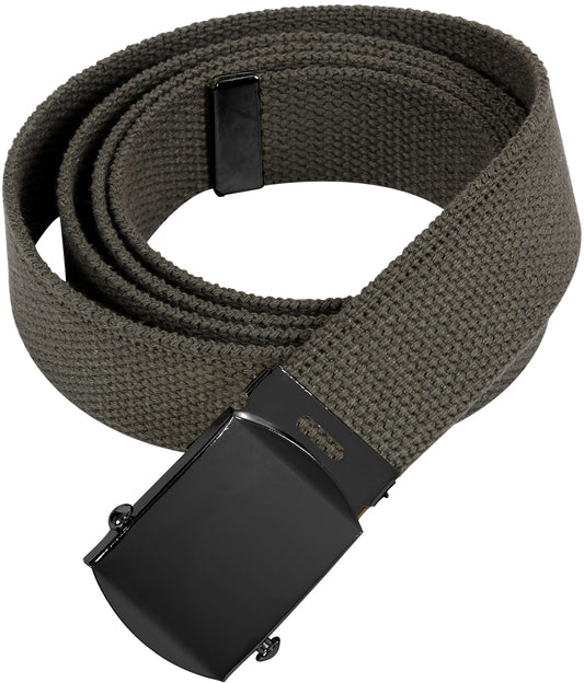 Olive Drab Military Web Belt Cotton Adjustable Tactical Belt with Black Buckle 1.25"
