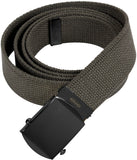 Olive Drab Military Web Belt Cotton Adjustable Tactical Belt with Black Buckle 1.25