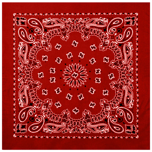 Red - Jumbo Trainmen Paisley Bandana, 100% Cotton, 27" x 27"