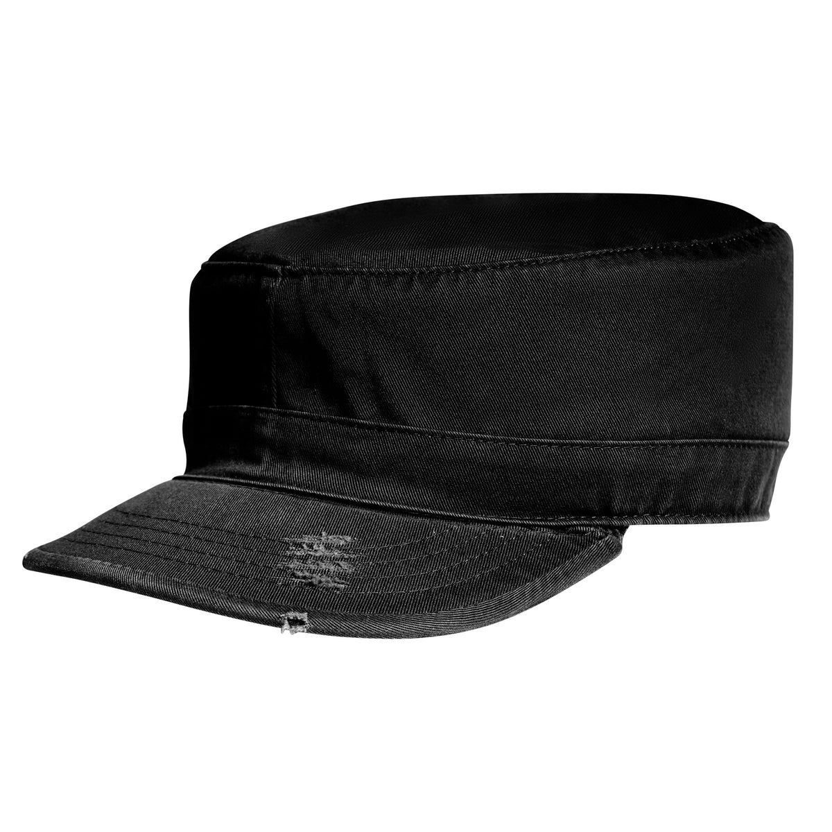 Black Military Vintage Fatigue Cap - Cotton Blend Washed Army Field Hat