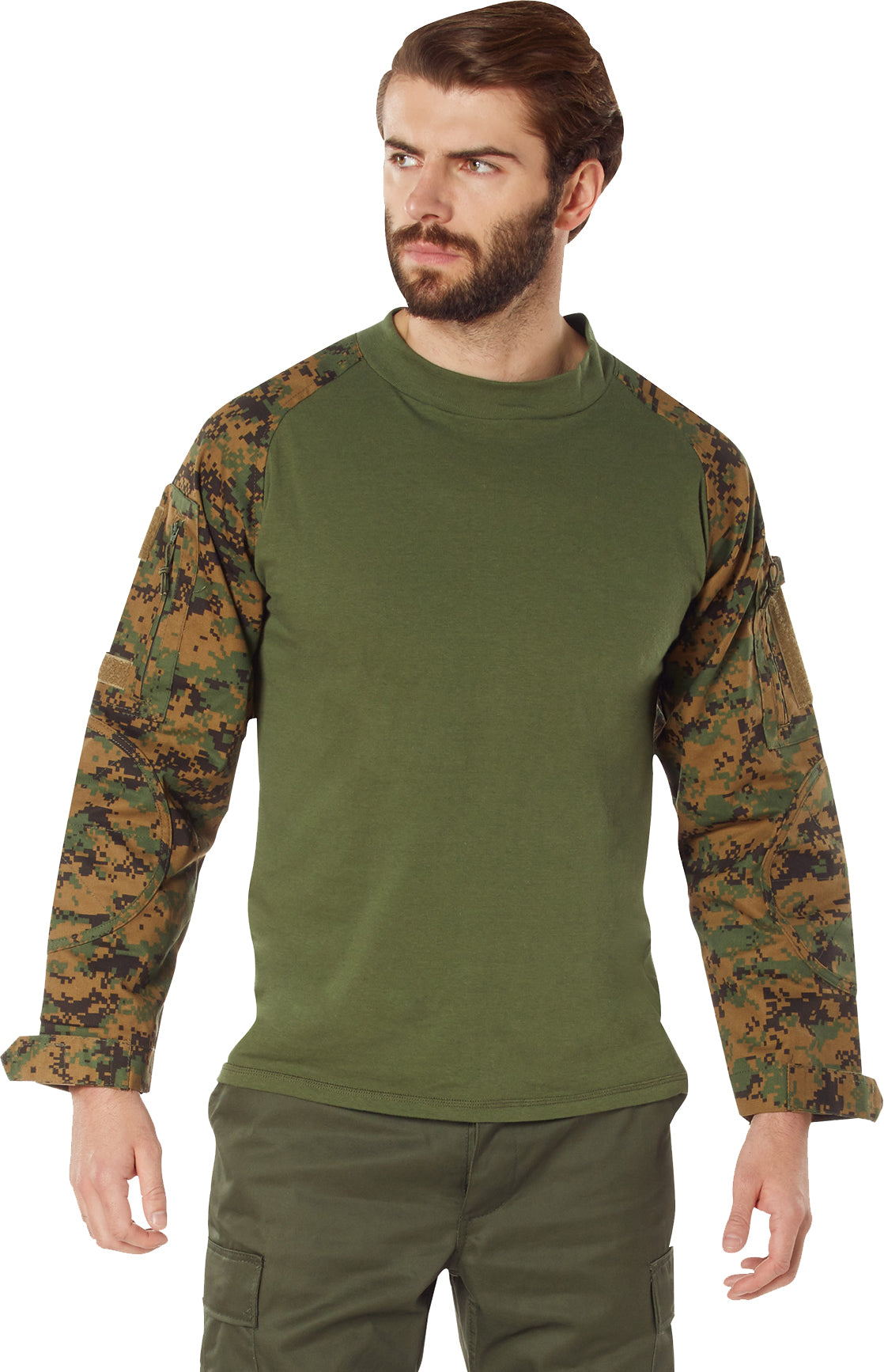 Woodland Digital Camo - Tactical Combat Shirt Paintball Airsoft Base Layer Top - Men's