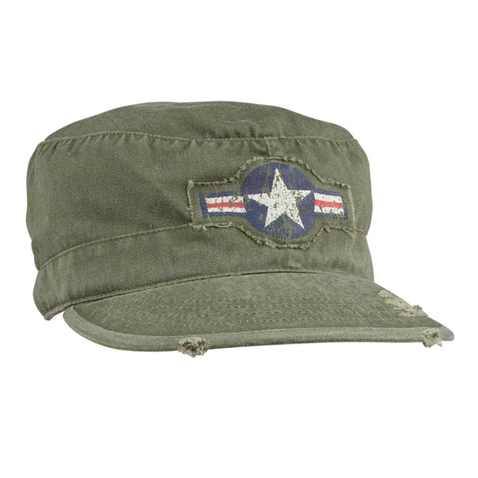 Olive Drab US Army Air Corps Star Fatigue Cap - Vintage Military Washed Twill Hat