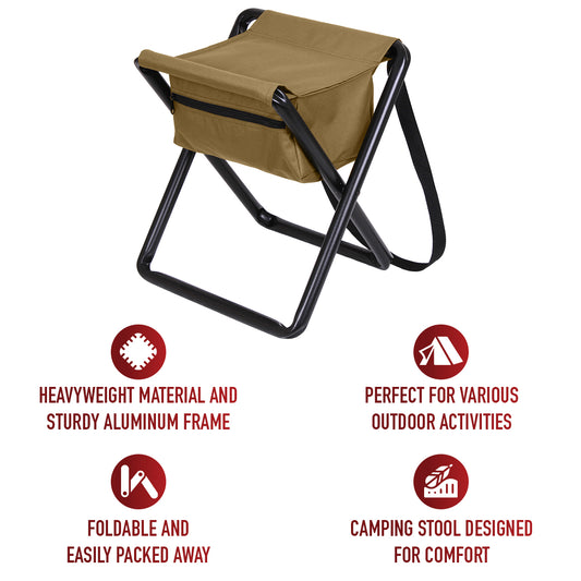 Coyote Brown - Military Deluxe Folding Stool with Pouch