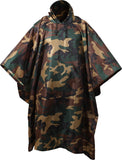 Woodland Camouflage - GI Enhanced Military Style Poncho - Polyester Ripstop