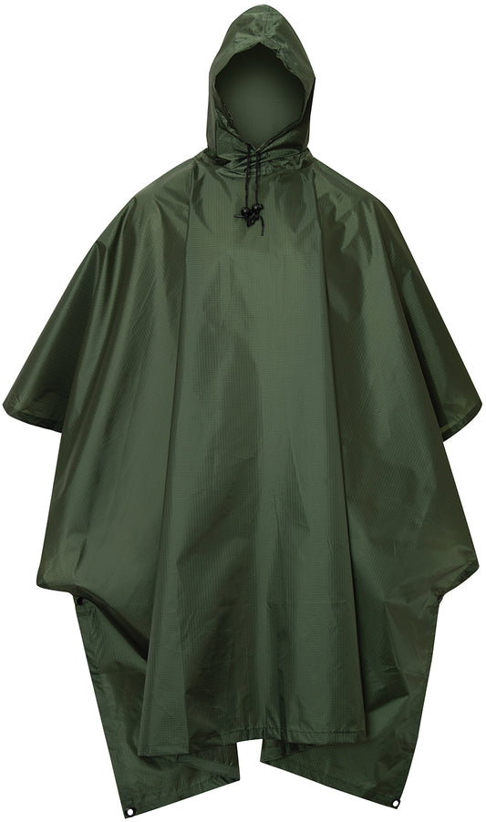 Olive Drab - GI Enhanced Military Style Poncho - Polyester Ripstop