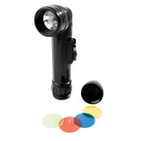 Black GI Military Style C-Cell Anglehead Flashlight - Army Crookneck Tactical Light