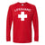 Red Lifeguard White Cross Long Sleeve T-Shirt 100% Polyester UPF Protection Unisex Crewneck Performance Shirt