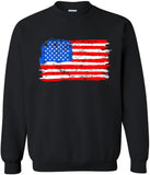Army Universe USA Flag Distressed American US Thin Line Crewneck Sweatshirt Patriotic Pullover, Black