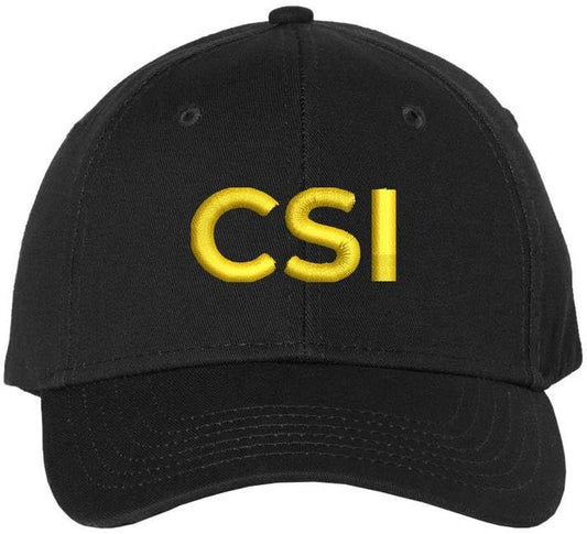 CSI Embroidered Baseball Cap | Crime Scene Investigation Text Hat | Structured Unisex Costume