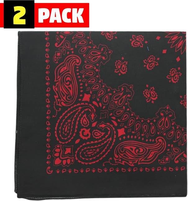 Trainmen Paisley Bandana Head Scarf Do-rag 100% Cotton Bandanna Cover 22" x 22", 2 Pack