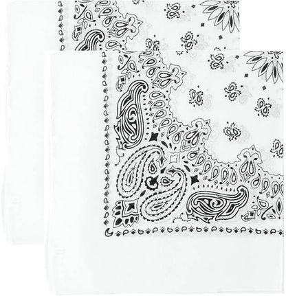 Trainmen Paisley Bandana Head Scarf Do-rag 100% Cotton Bandanna Cover 22" x 22", 2 Pack