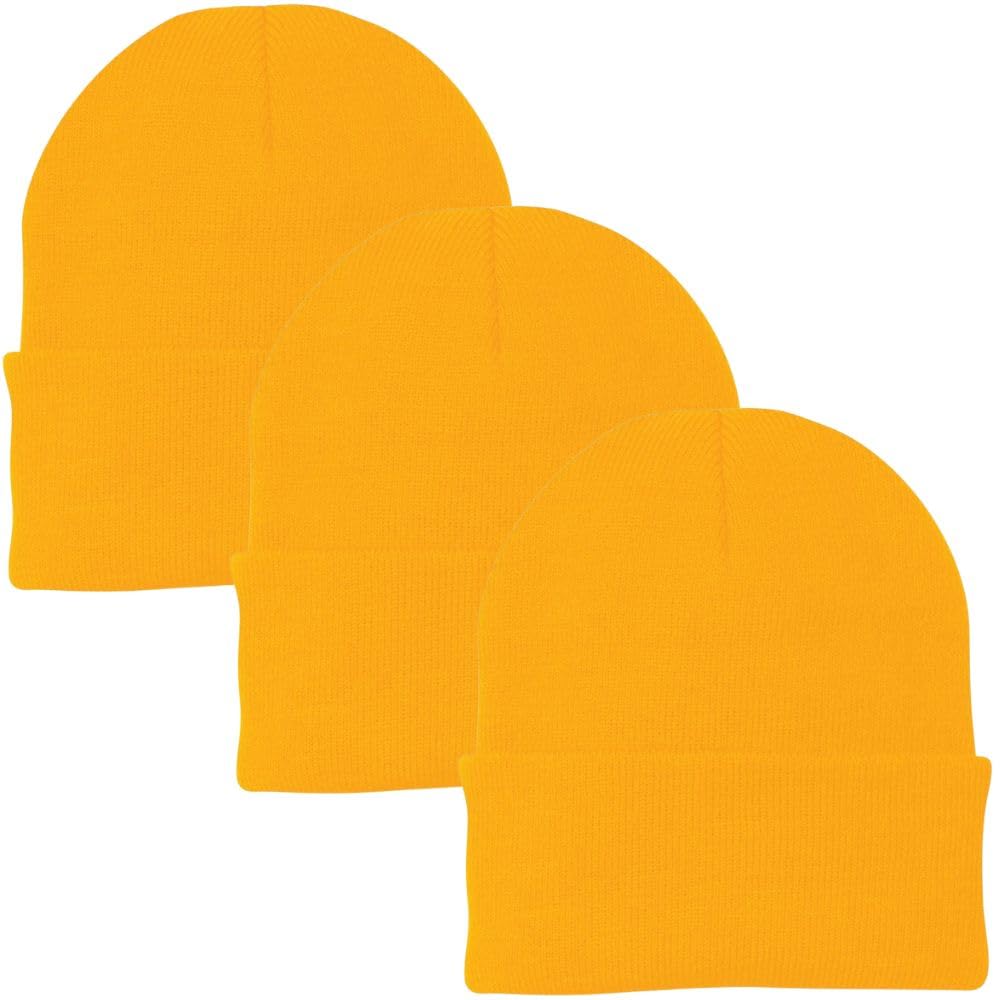 3 Pack Acrylic Beanie Watch Caps, Warm Knit Skull Cap for Men & Women, Blanks Soft Winter Hats