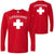 Red Lifeguard White Cross Long Sleeve T-Shirt 100% Polyester UPF Protection Unisex Crewneck Performance Shirt